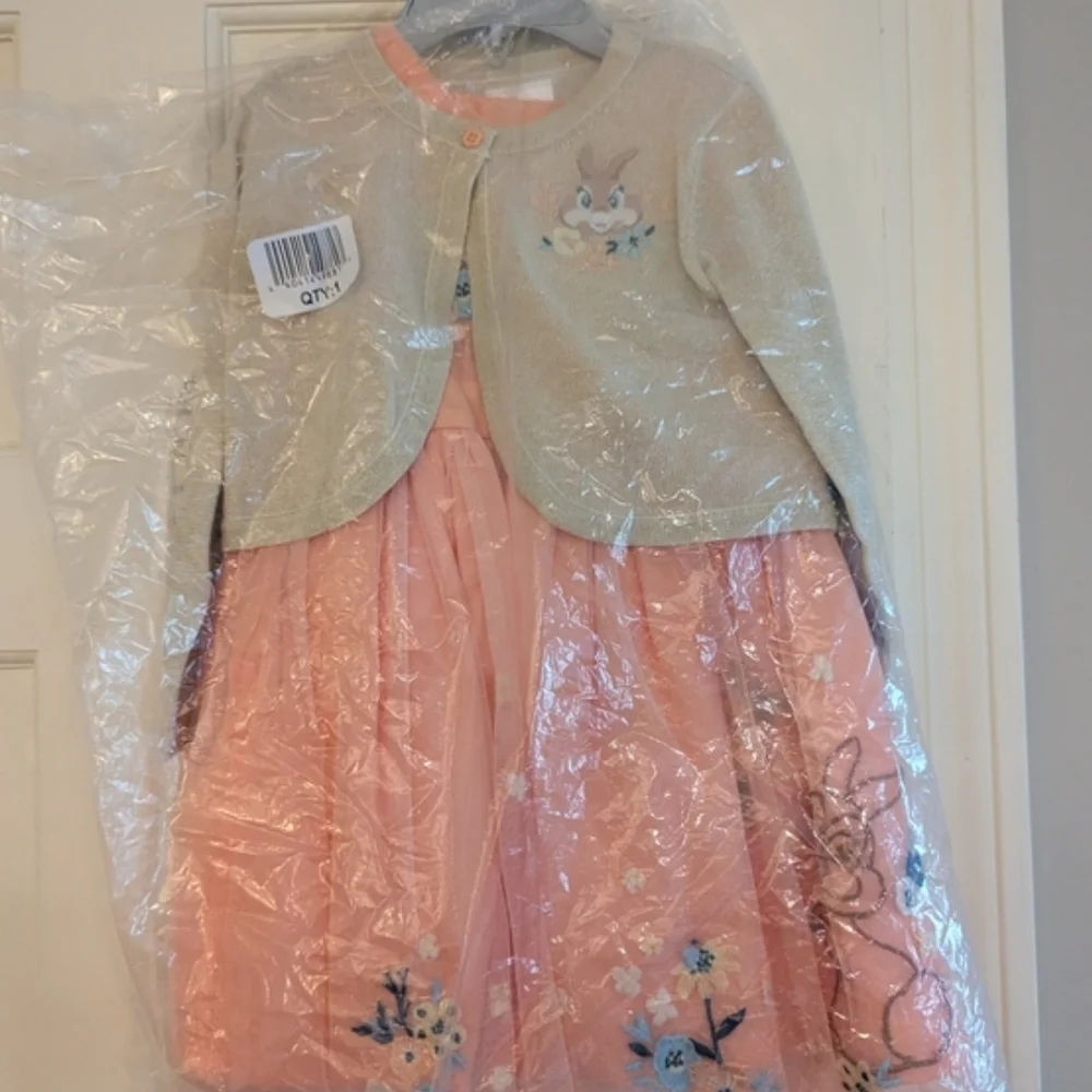 DISNEY SET Thumper Bunny Dress And Cardigan NWT